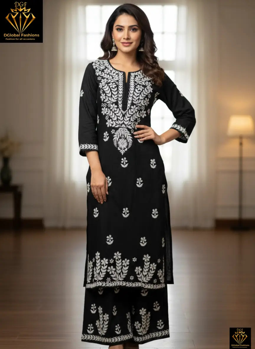 Lucknowi Chikankari Rayon Plus Size Co-Ord Set