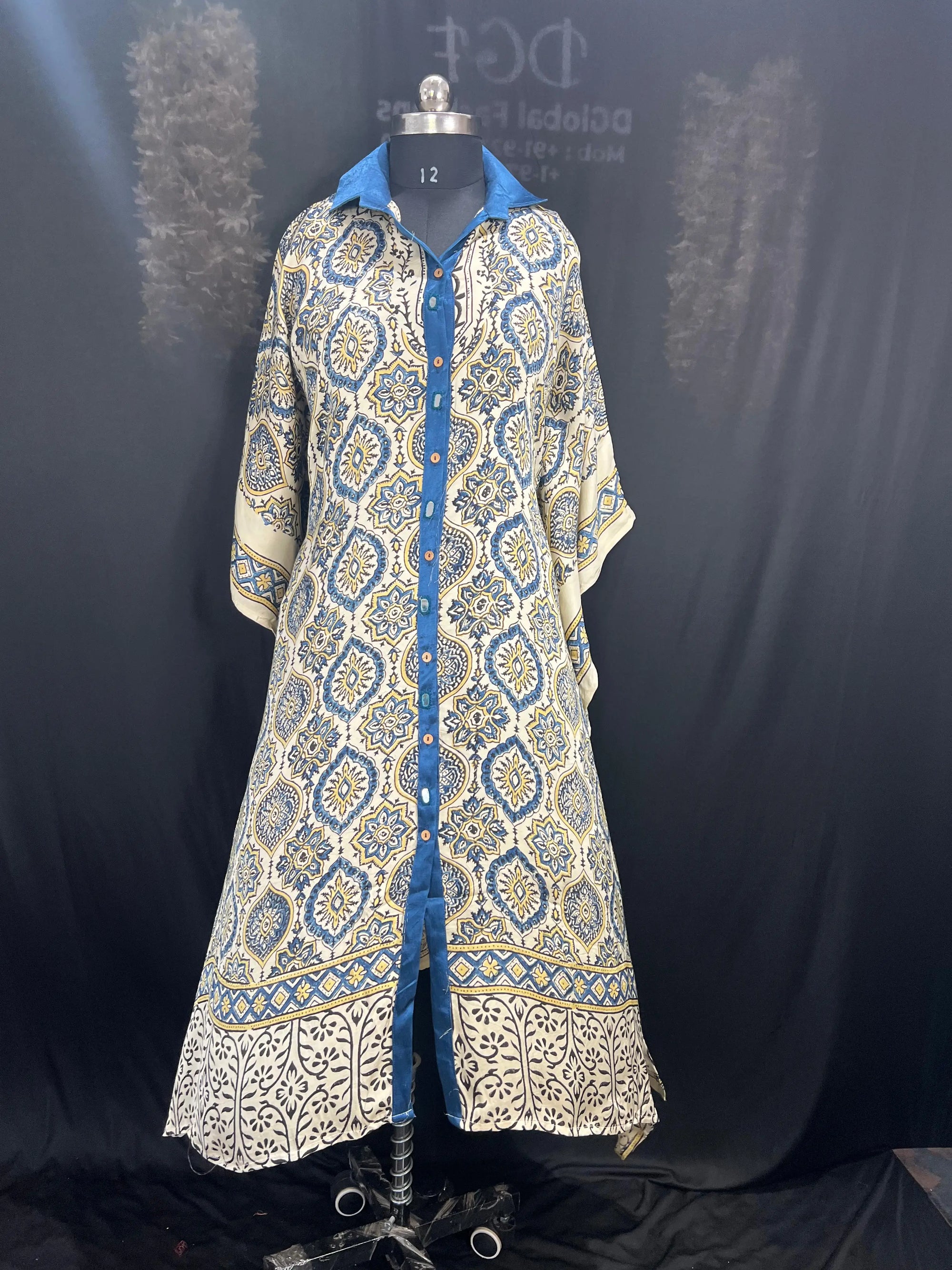 Hand Block Ajrakh Front Open Shrug Kaftan for Women