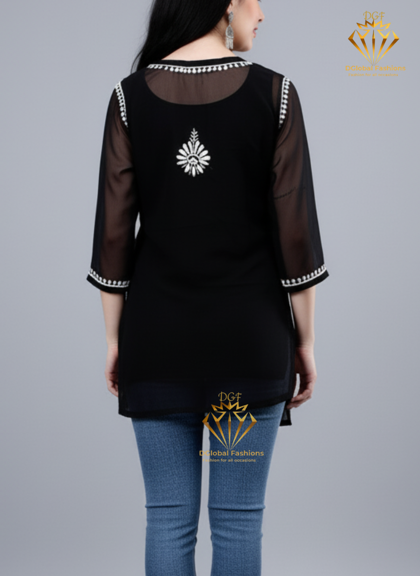 Lucknowi Chikankari Georgette Short Top