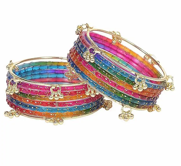 Kashmiri Ghungroo Bangles Set Multicolor Designer Chudi