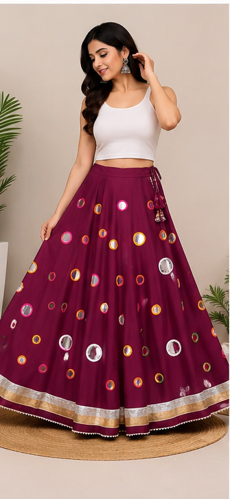 Foil Mirror Work Skirt