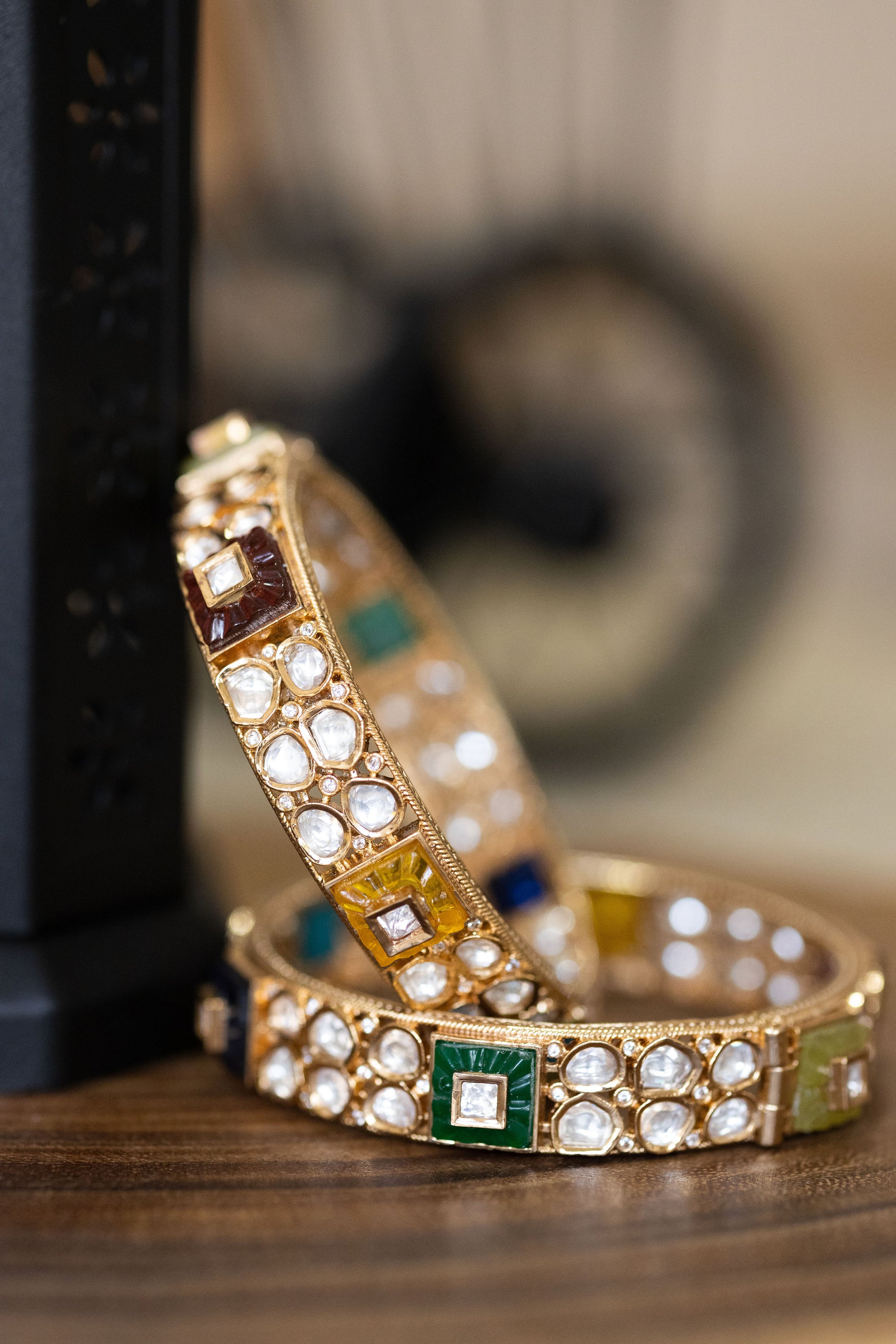 Minal multi-colored kundan bangles pair