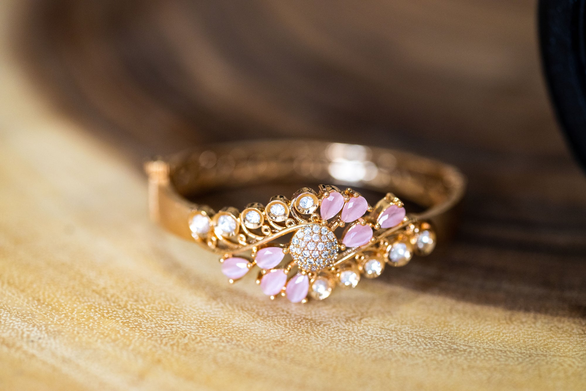 Pushkala rose gold-plated kundan bracelet