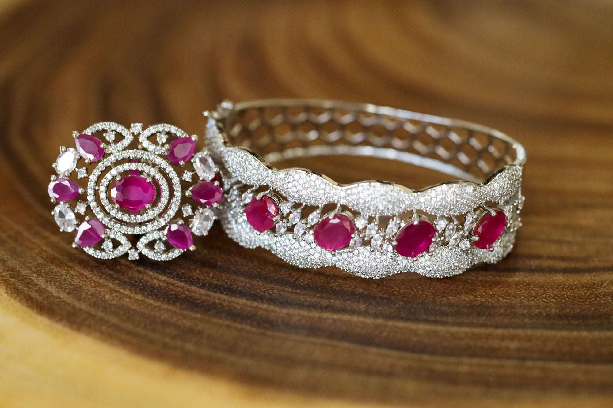 Pin by Naari diamond jewellery(to buy on cz combo bracelet,ring and  earrings | Ring bracelet, Earrings, Bracelets