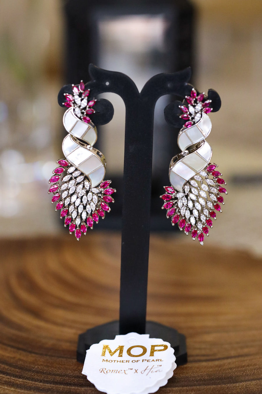 Evangeline ruby mop earrings