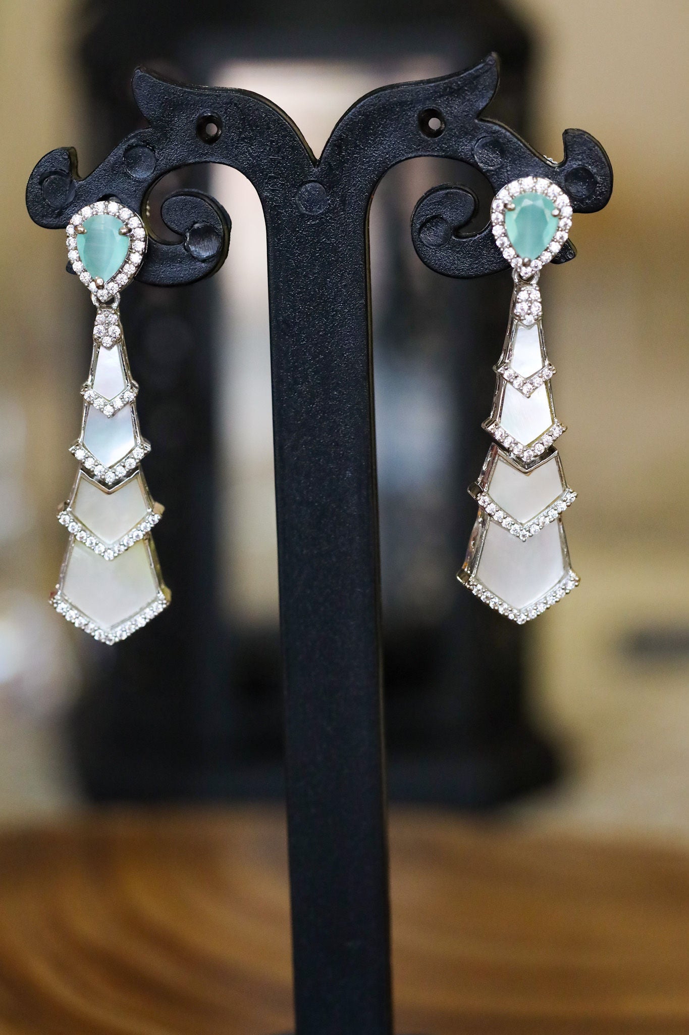 Ocean green mop earrings