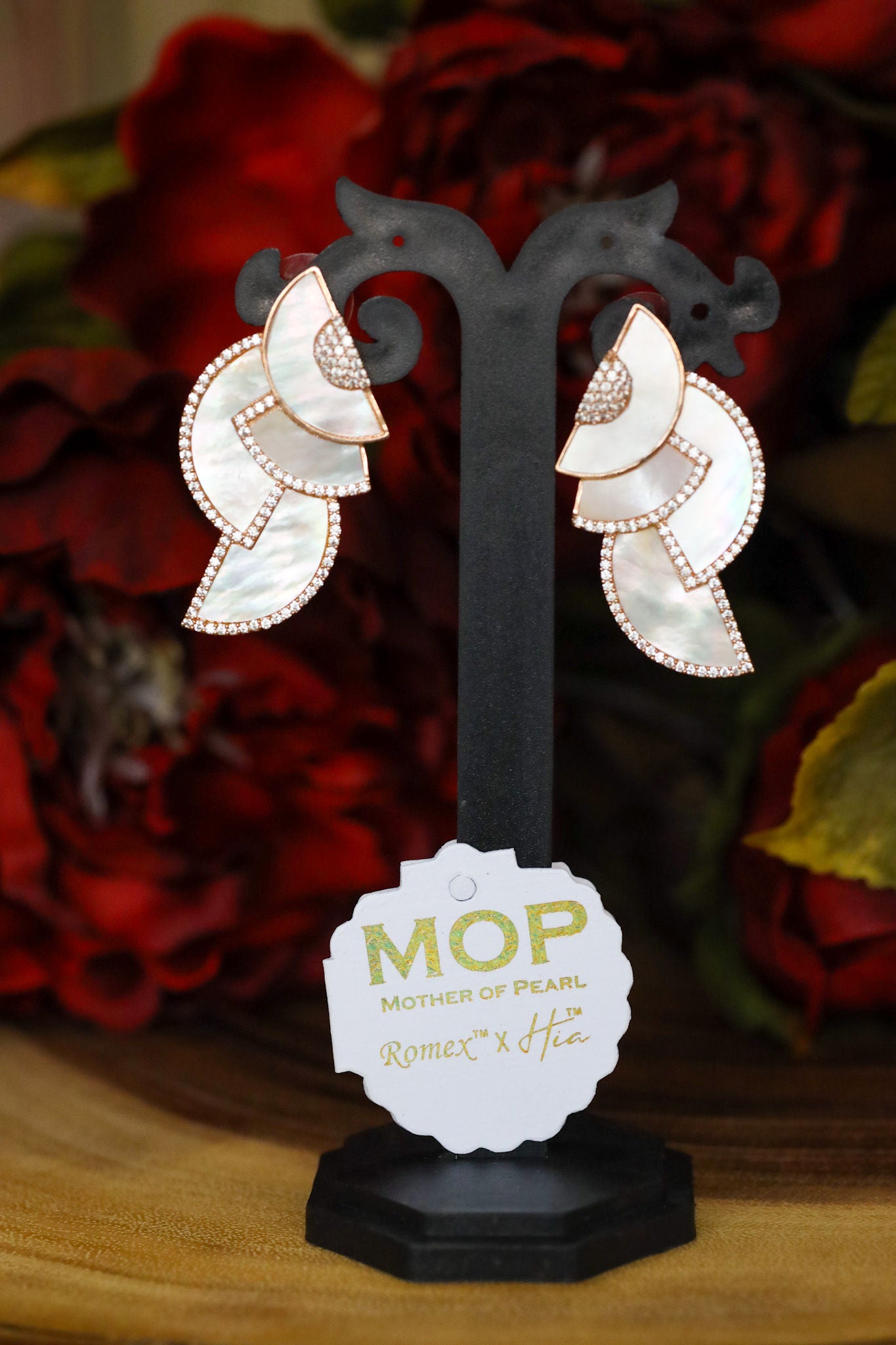 Crescent luna mop earrings