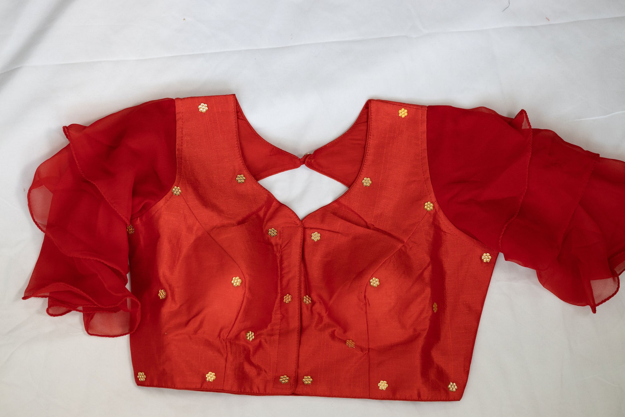 Fancy frilled-sleeves party blouse