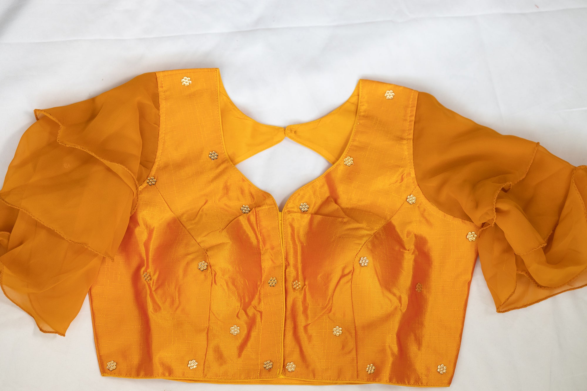 Fancy frilled-sleeves party blouse