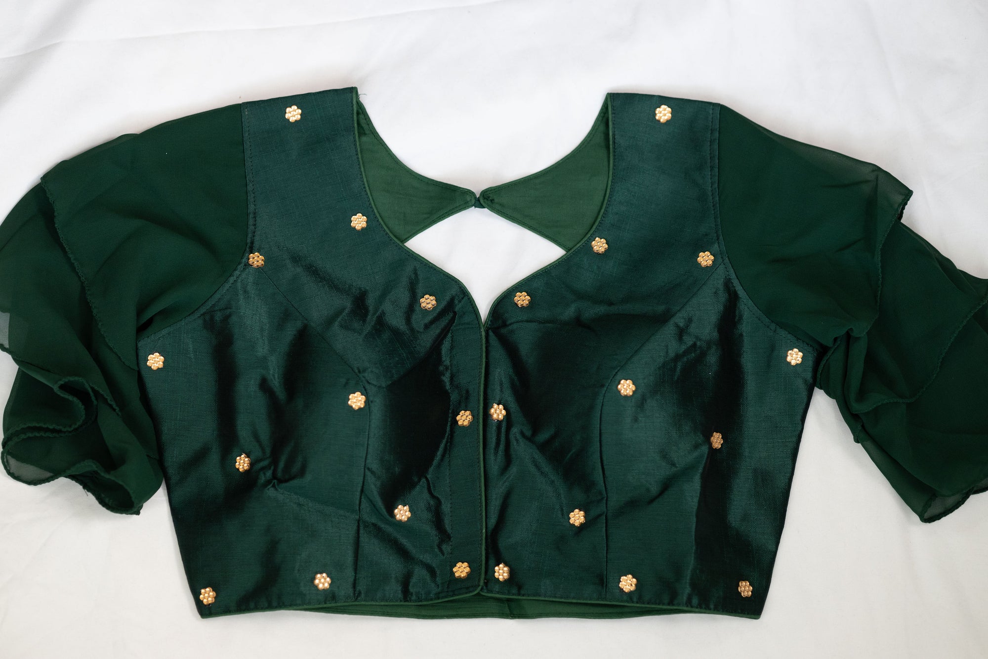 Fancy frilled-sleeves party blouse