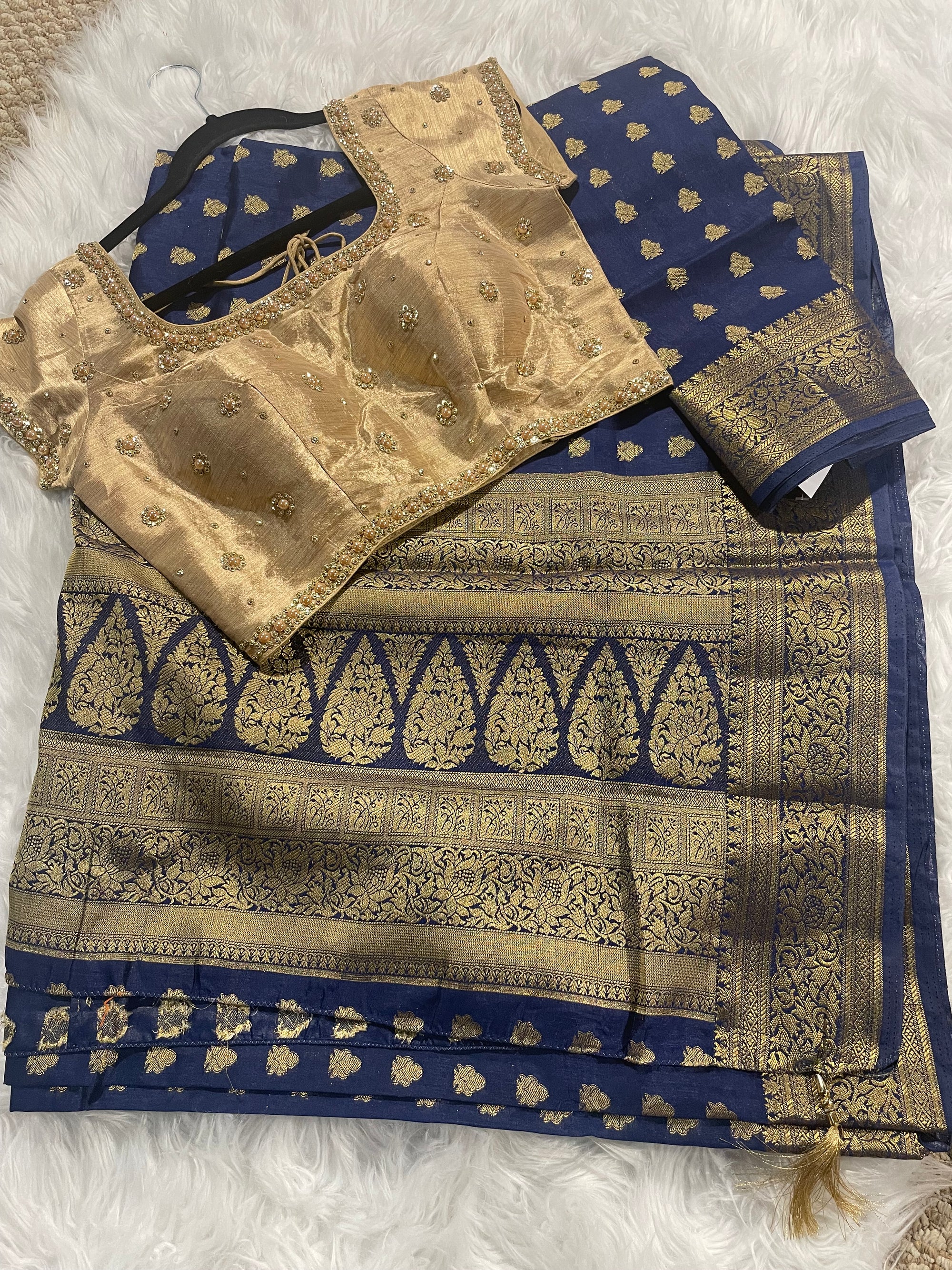 Ansu blue banarasi silk saree