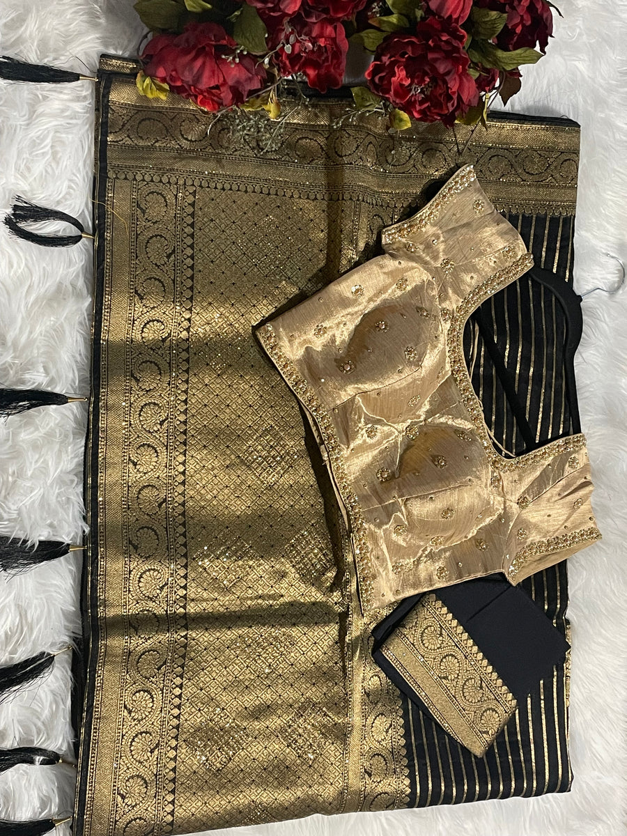 Viranica black organza saree