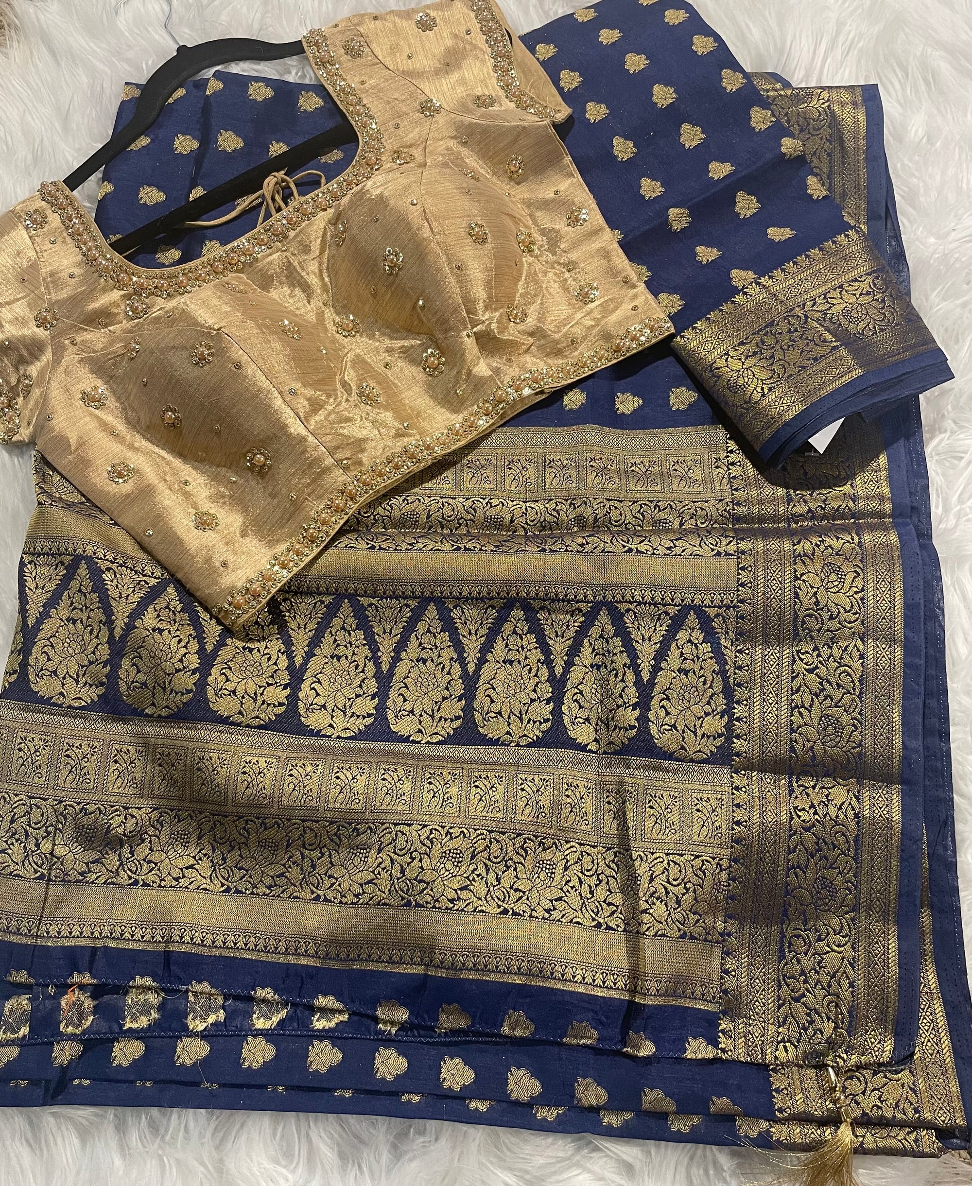 Ansu blue banarasi silk saree