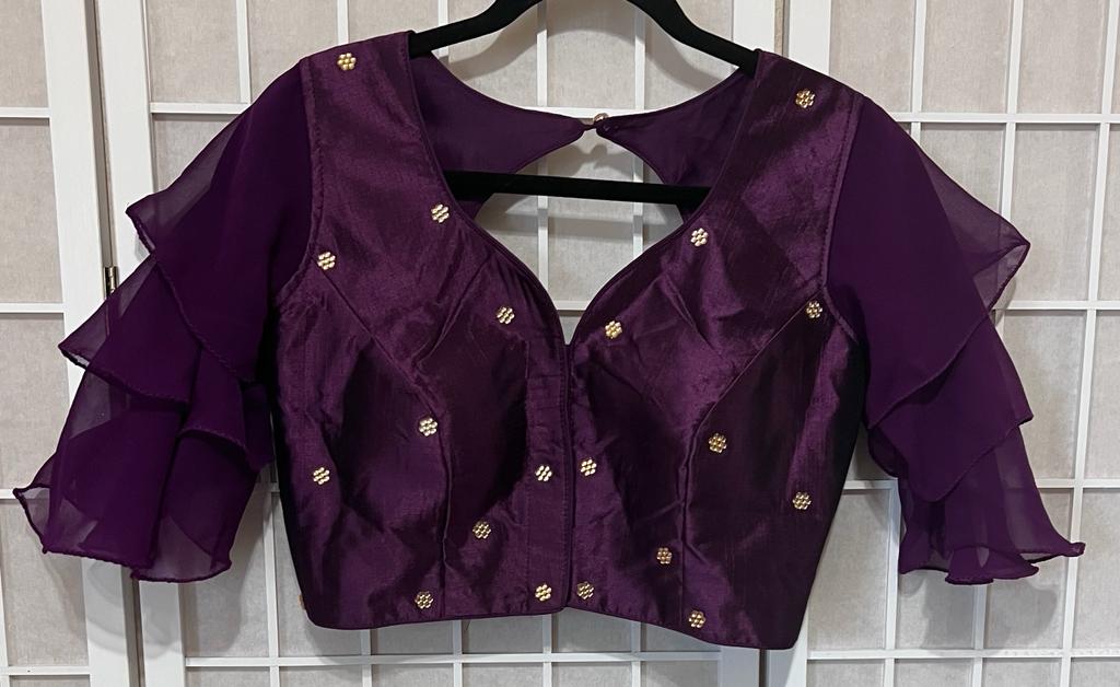 Fancy frilled-sleeves party blouse