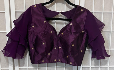 FANCY FRILLED-SLEEVES PARTY BLOUSE