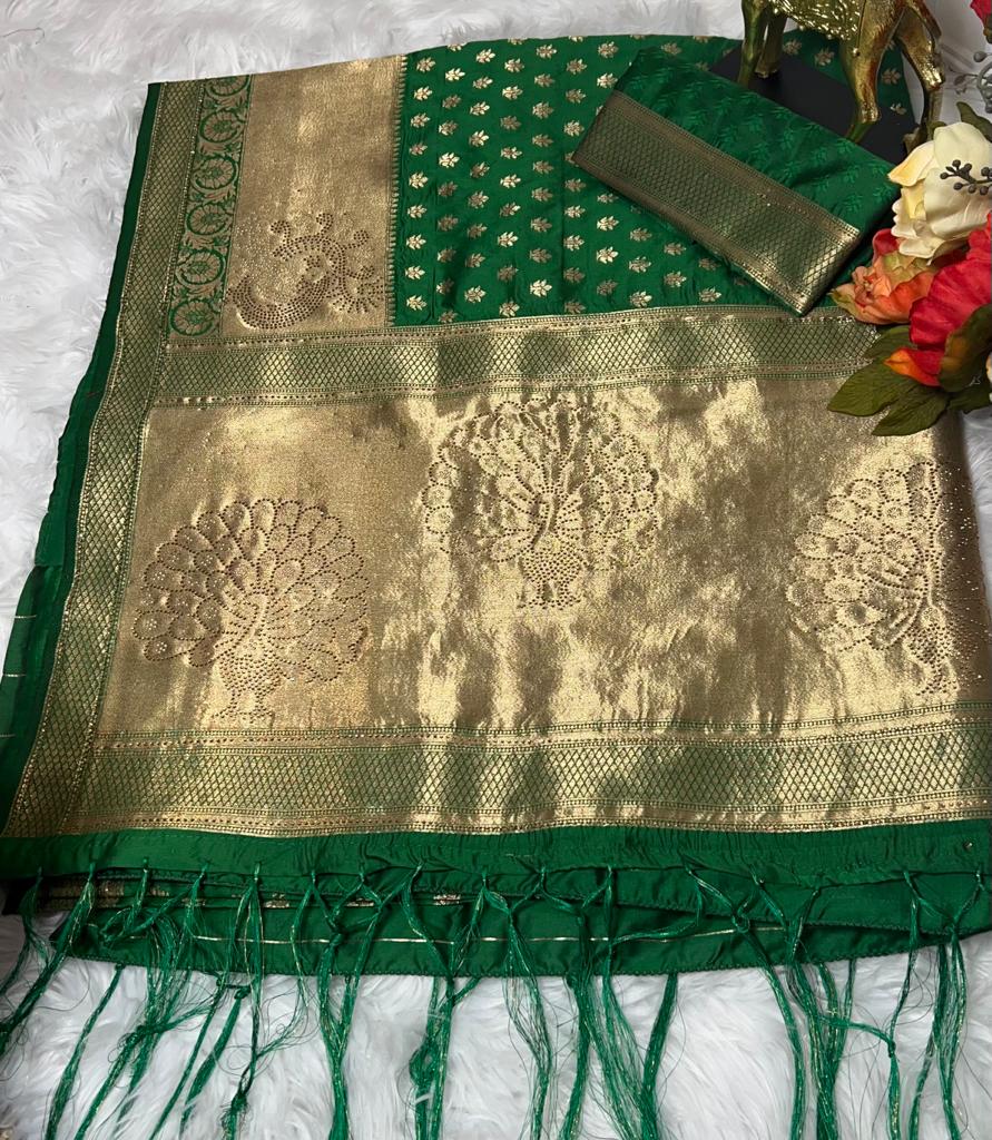 Inaya green silk saree